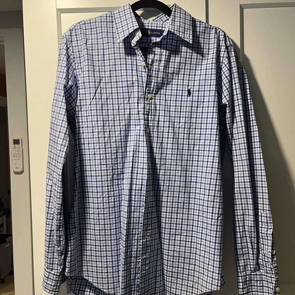 Ralph Lauren Men's Blue Plaid Button Down Shirt